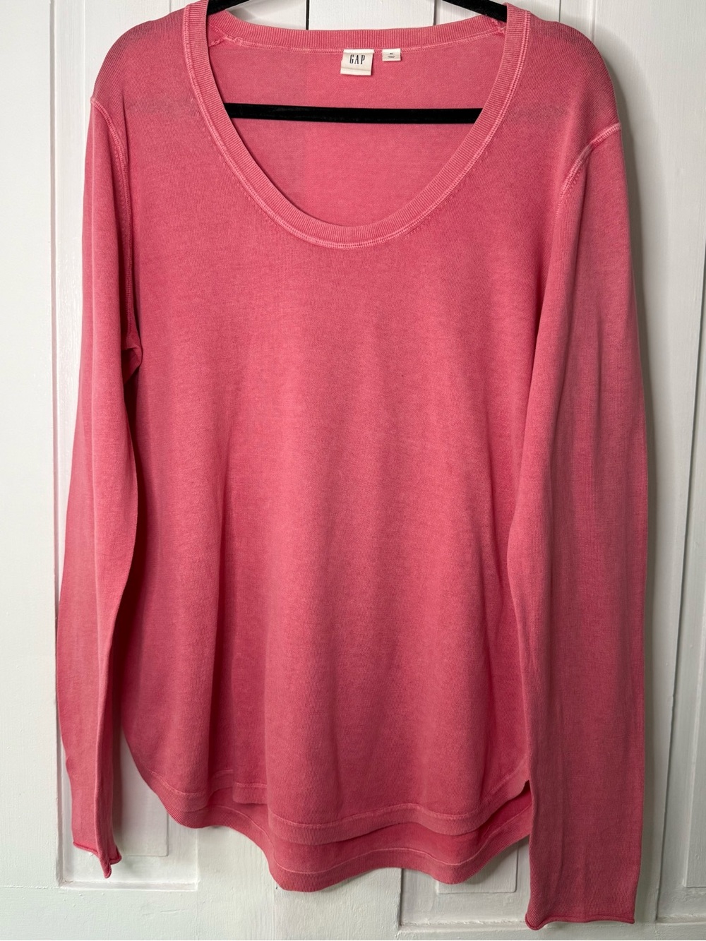 GAP Pink Lightweight Fine Knit Long Sleeve Scoop Neck Top - XL